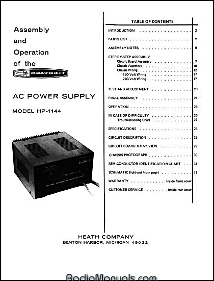 Heathkit HP-1144 Assembly and Instruction Manual - Click Image to Close